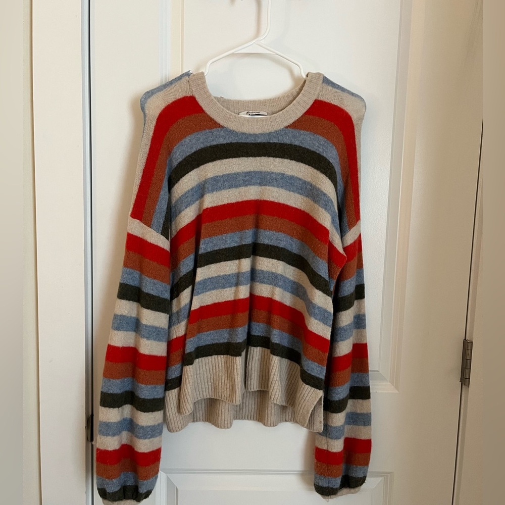 MADEWELL | PAYTON STRIPED COZIEST YARN PULLOVER SWEATER | MEDIUM